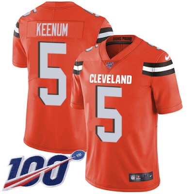 Nike Cleveland Browns #5 Case Keenum Orange Alternate Men's Stitched NFL 100th Season Vapor Untouchable Limited Jersey